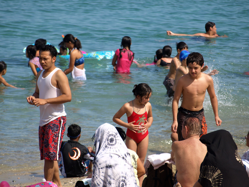 Foreign kids enjoying the beach