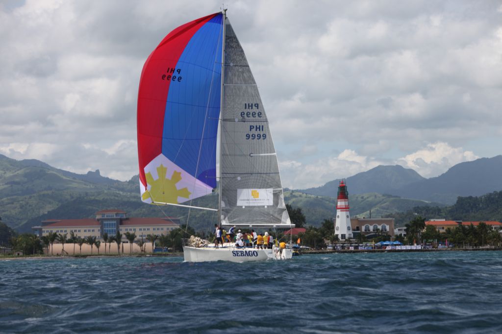 The Philippine flag was prominently raised by SEBAGO, a Sydney 46 cruiser boat skippered by Martin Tangco as they race abound the scenic Subic Bay during the Independence Day Regatta held last June 9-10, 2012.